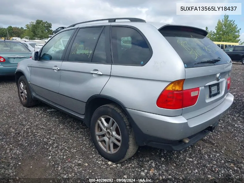 2005 BMW X5 3.0I VIN: 5UXFA13565LY18437 Lot: 40290292