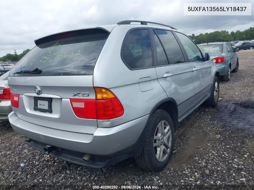 2005 BMW X5 3.0I VIN: 5UXFA13565LY18437 Lot: 40290292