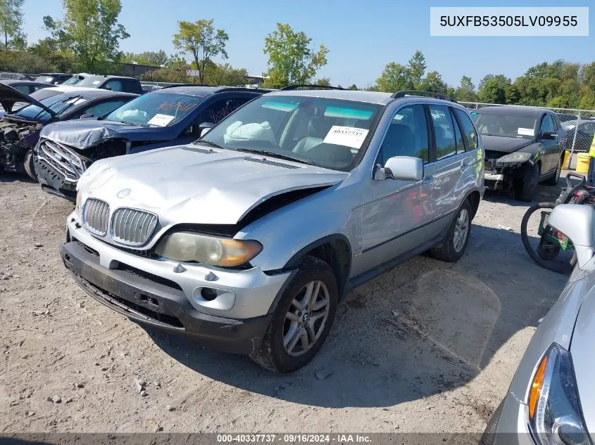 2005 BMW X5 4.4I VIN: 5UXFB53505LV09955 Lot: 40337737