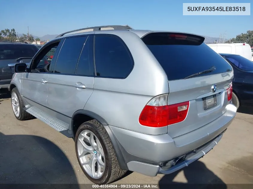 2005 BMW X5 4.8Is VIN: 5UXFA93545LE83518 Lot: 40384904