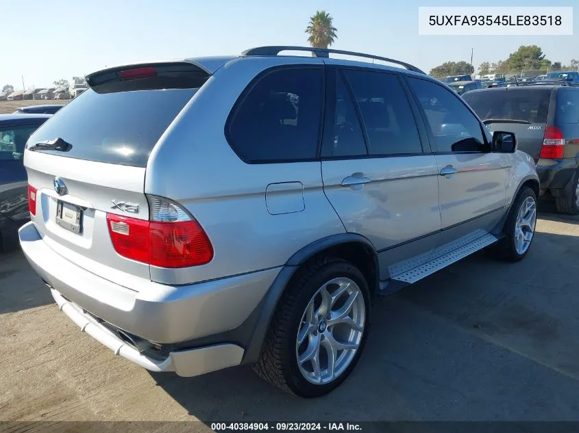 2005 BMW X5 4.8Is VIN: 5UXFA93545LE83518 Lot: 40384904