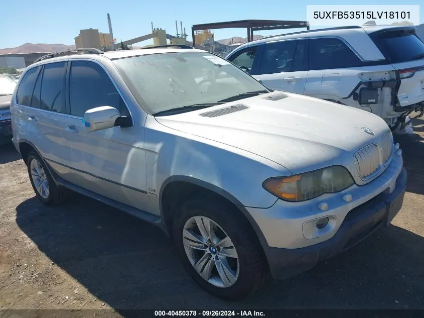 2005 BMW X5 4.4I VIN: 5UXFB53515LV18101 Lot: 40450378