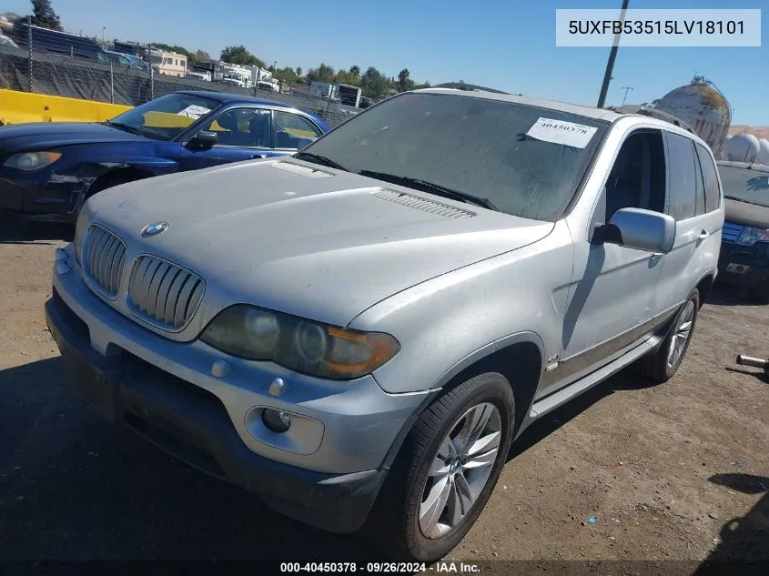 2005 BMW X5 4.4I VIN: 5UXFB53515LV18101 Lot: 40450378