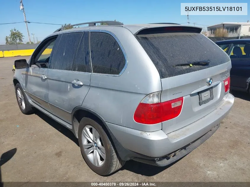 2005 BMW X5 4.4I VIN: 5UXFB53515LV18101 Lot: 40450378