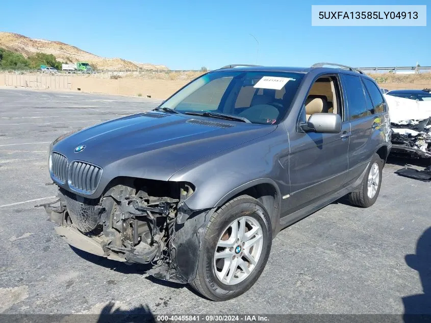 2005 BMW X5 3.0I VIN: 5UXFA13585LY04913 Lot: 40455841