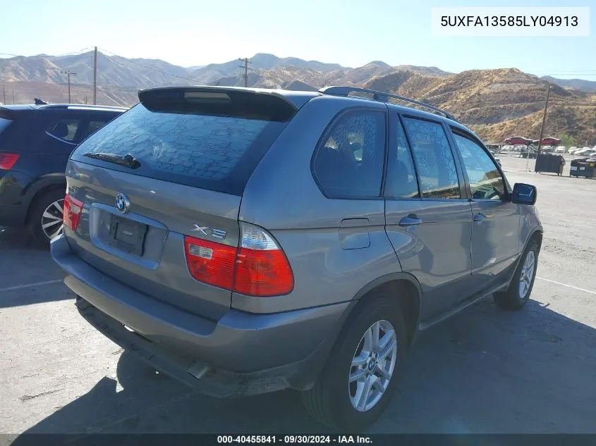 2005 BMW X5 3.0I VIN: 5UXFA13585LY04913 Lot: 40455841