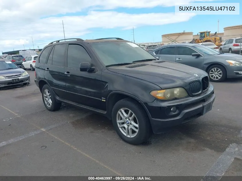 2005 BMW X5 3.0I VIN: 5UXFA13545LU47102 Lot: 40463997