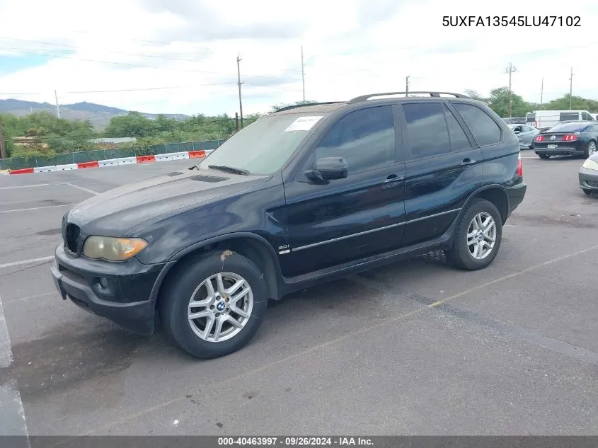 5UXFA13545LU47102 2005 BMW X5 3.0I