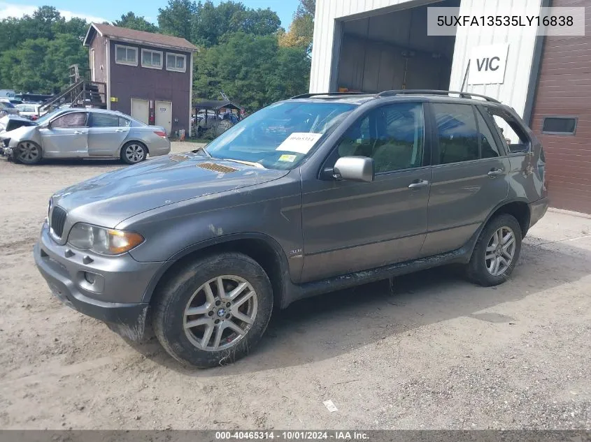 2005 BMW X5 3.0I VIN: 5UXFA13535LY16838 Lot: 40465314