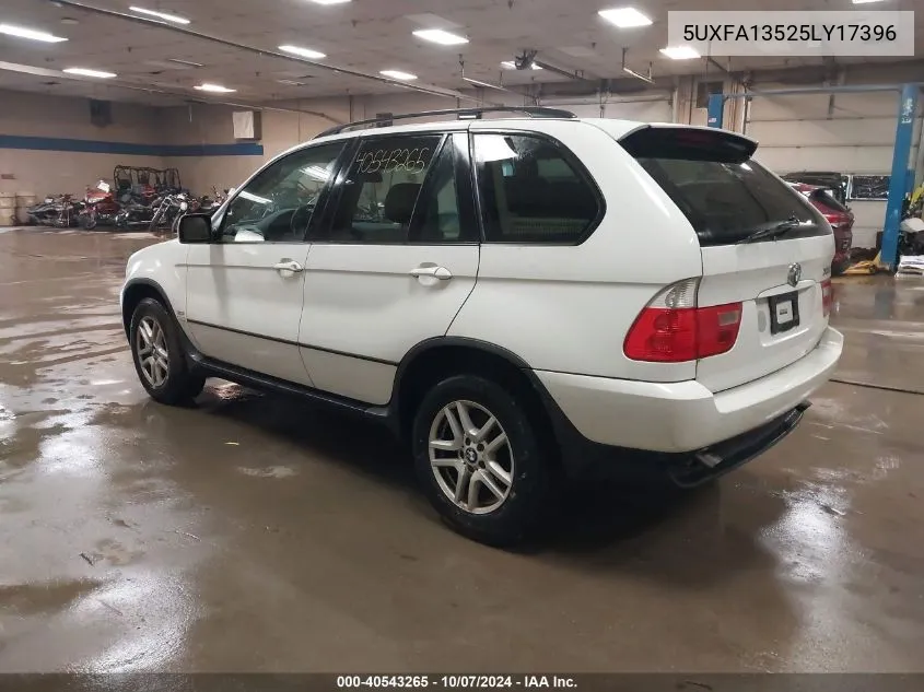 2005 BMW X5 3.0I VIN: 5UXFA13525LY17396 Lot: 40543265