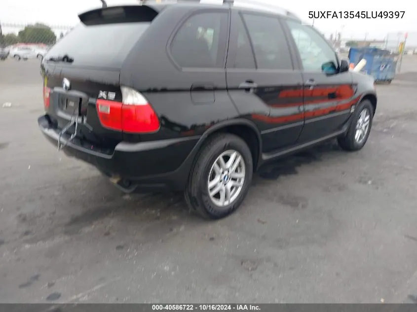 2005 BMW X5 3.0I VIN: 5UXFA13545LU49397 Lot: 40586722