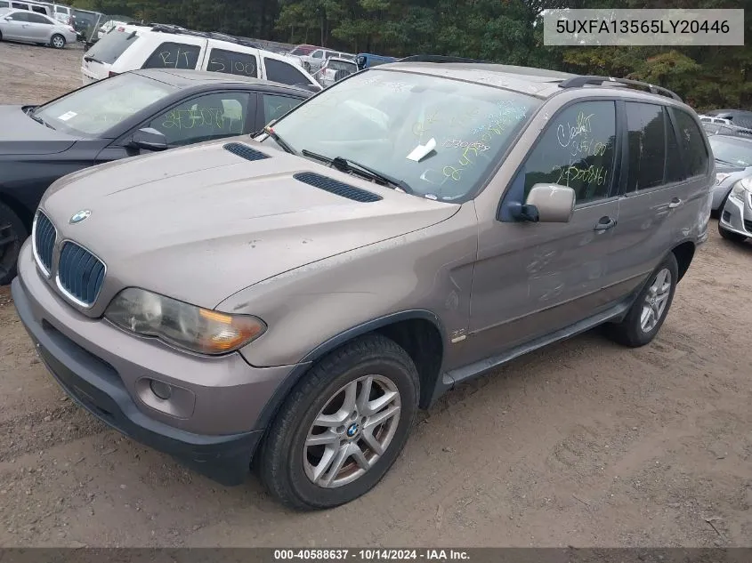 2005 BMW X5 3.0I VIN: 5UXFA13565LY20446 Lot: 40588637