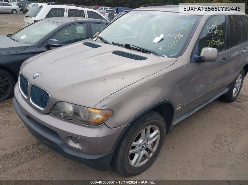 2005 BMW X5 3.0I VIN: 5UXFA13565LY20446 Lot: 40588637