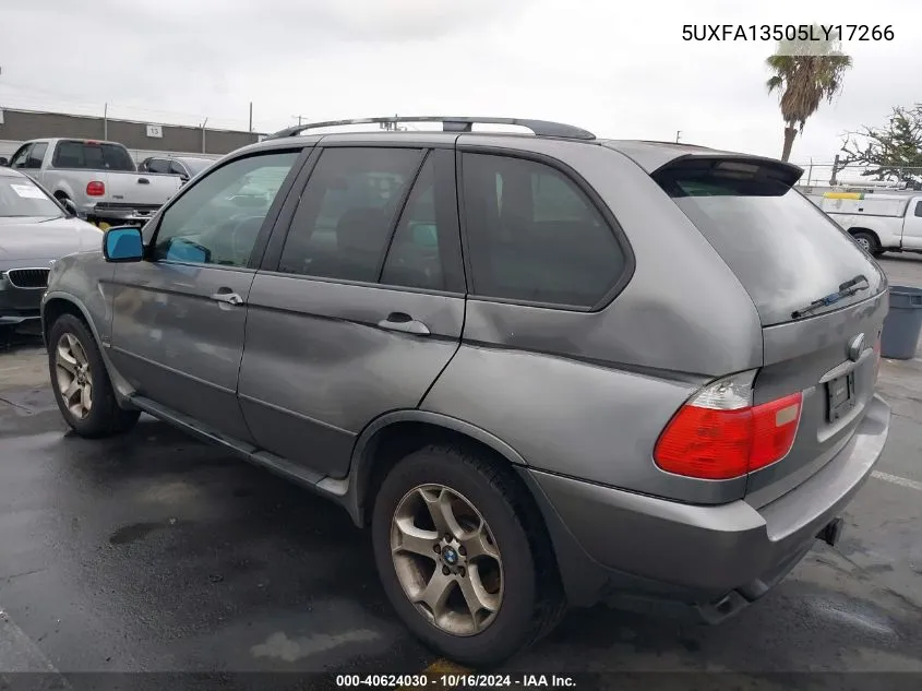 2005 BMW X5 3.0I VIN: 5UXFA13505LY17266 Lot: 40624030