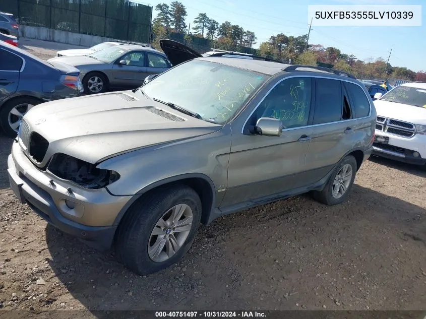 2005 BMW X5 4.4I VIN: 5UXFB53555LV10339 Lot: 40751497