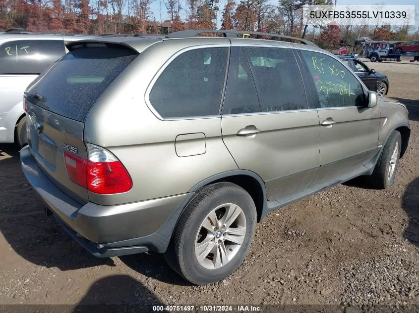 2005 BMW X5 4.4I VIN: 5UXFB53555LV10339 Lot: 40751497