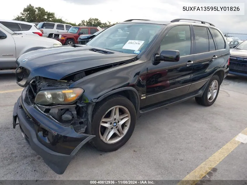 2005 BMW X5 3.0I VIN: 5UXFA13595LY01826 Lot: 40812936