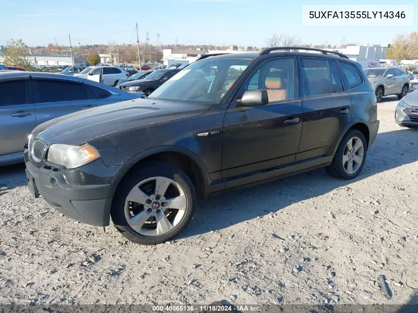 2005 BMW X5 3.0I VIN: 5UXFA13555LY14346 Lot: 40865136