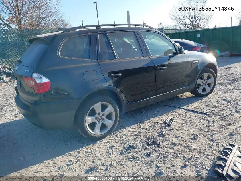 2005 BMW X5 3.0I VIN: 5UXFA13555LY14346 Lot: 40865136