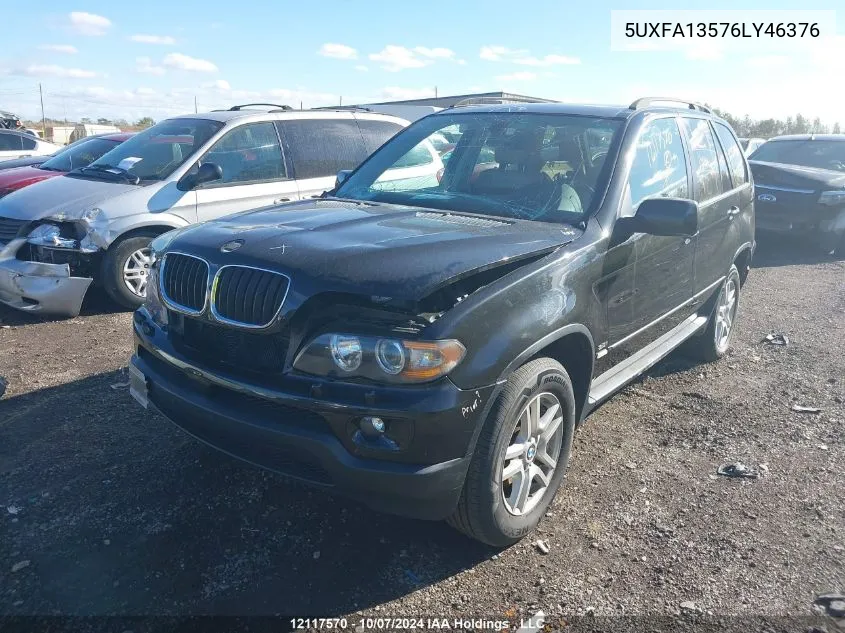 2006 BMW X5 3.0I VIN: 5UXFA13576LY46376 Lot: 12117570