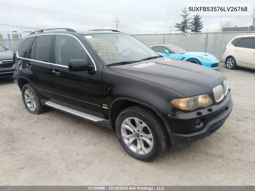 2006 BMW X5 VIN: 5UXFB53576LV26768 Lot: 12130456