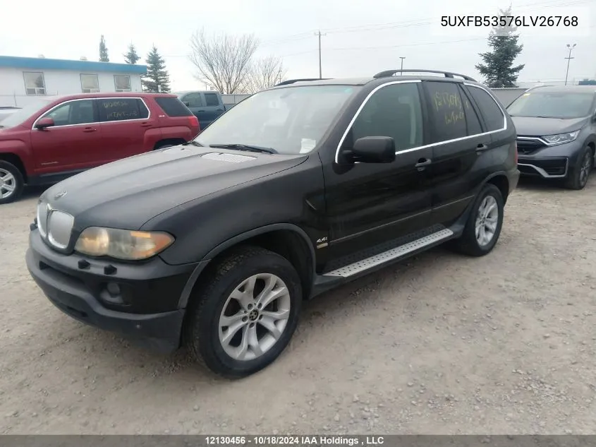 2006 BMW X5 VIN: 5UXFB53576LV26768 Lot: 12130456