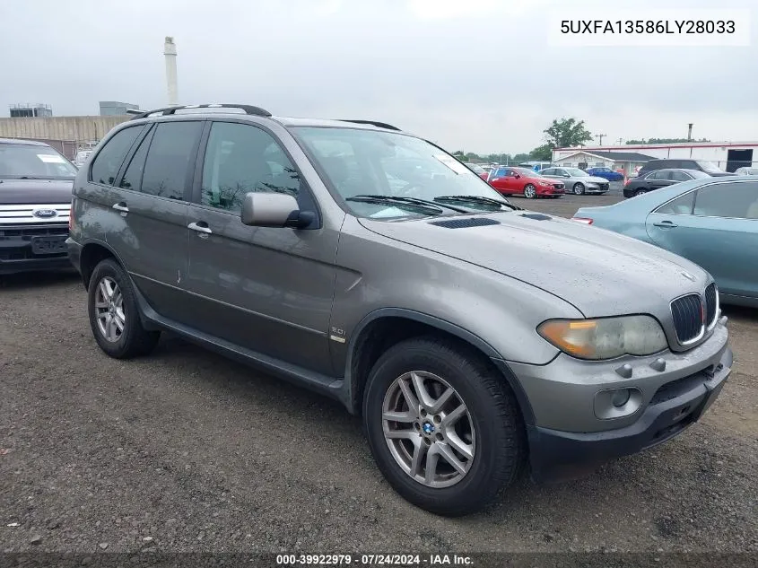 2006 BMW X5 3.0I VIN: 5UXFA13586LY28033 Lot: 39922979