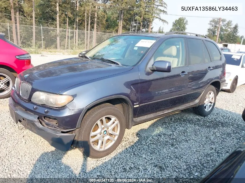 2006 BMW X5 3.0I VIN: 5UXFA13586LY34463 Lot: 40247120