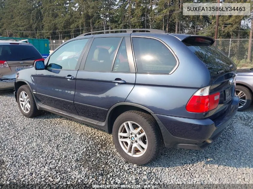 2006 BMW X5 3.0I VIN: 5UXFA13586LY34463 Lot: 40247120