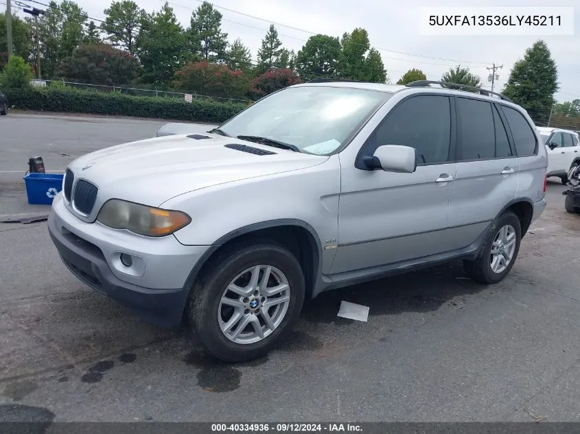 2006 BMW X5 3.0I VIN: 5UXFA13536LY45211 Lot: 40334936