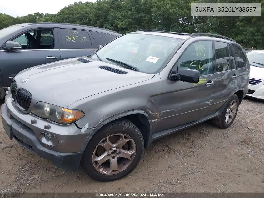 2006 BMW X5 3.0I VIN: 5UXFA13526LY33597 Lot: 40393179