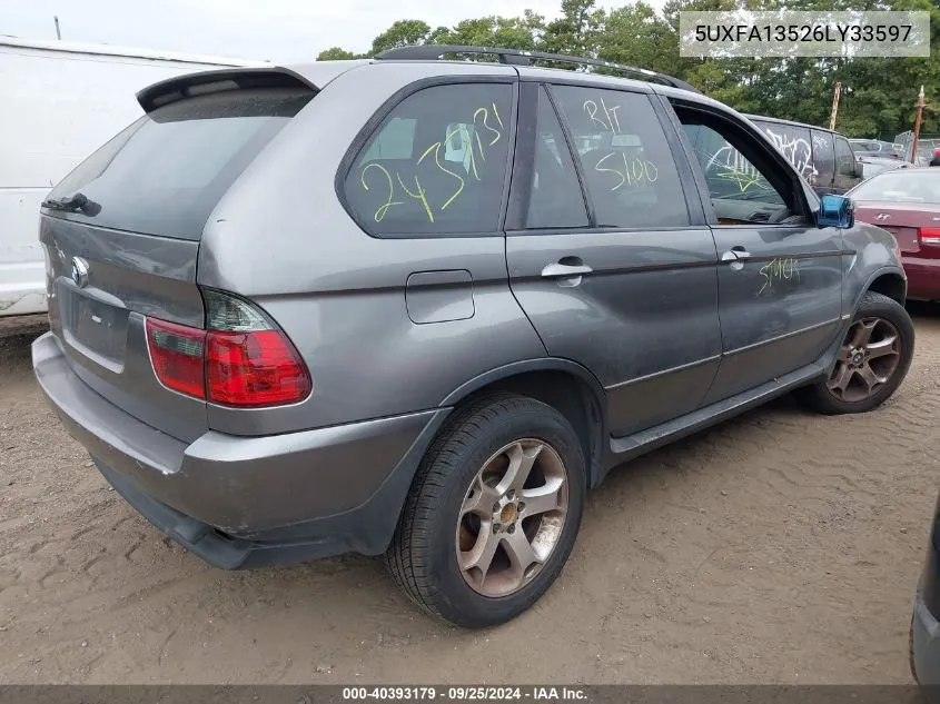 2006 BMW X5 3.0I VIN: 5UXFA13526LY33597 Lot: 40393179