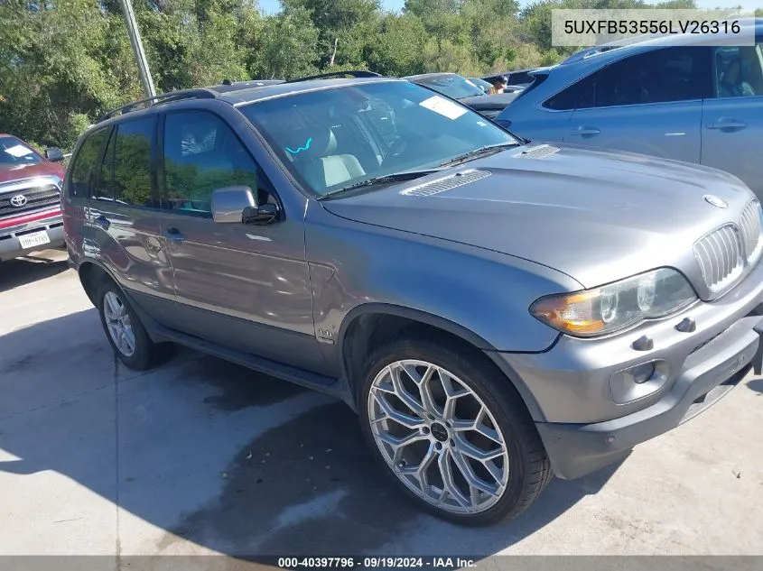 2006 BMW X5 4.4I VIN: 5UXFB53556LV26316 Lot: 40397796