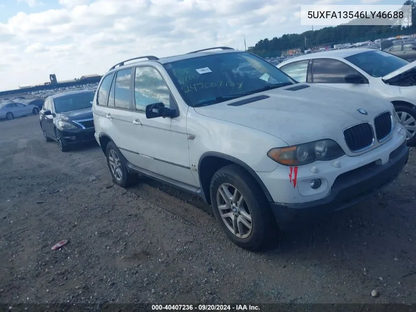 2006 BMW X5 3.0I VIN: 5UXFA13546LY46688 Lot: 40407236