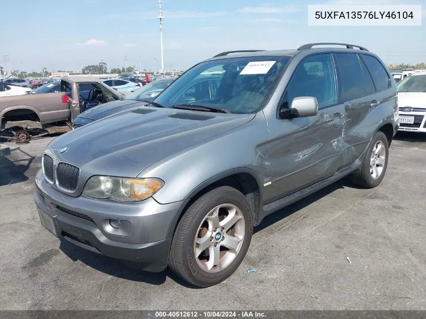 2006 BMW X5 3.0I VIN: 5UXFA13576LY46104 Lot: 40512612