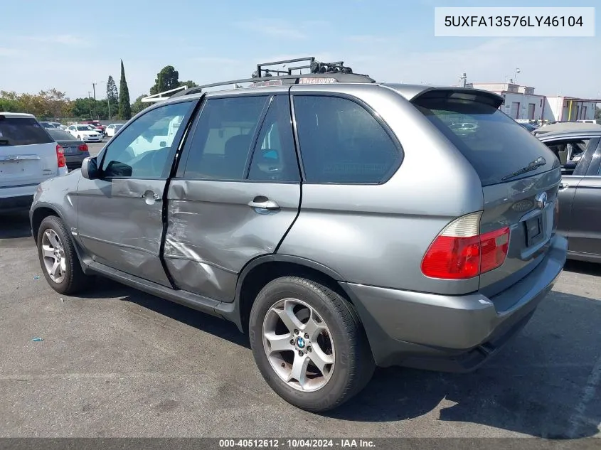 2006 BMW X5 3.0I VIN: 5UXFA13576LY46104 Lot: 40512612