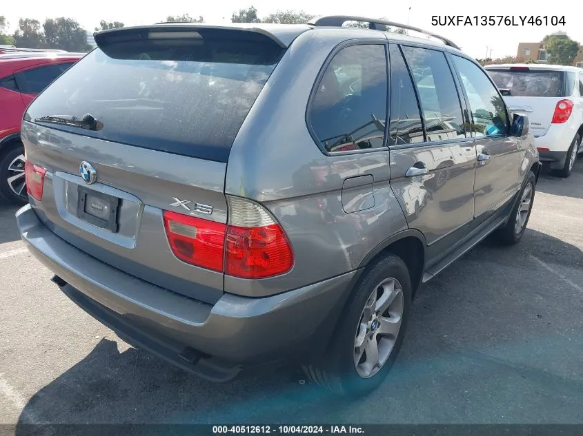 2006 BMW X5 3.0I VIN: 5UXFA13576LY46104 Lot: 40512612