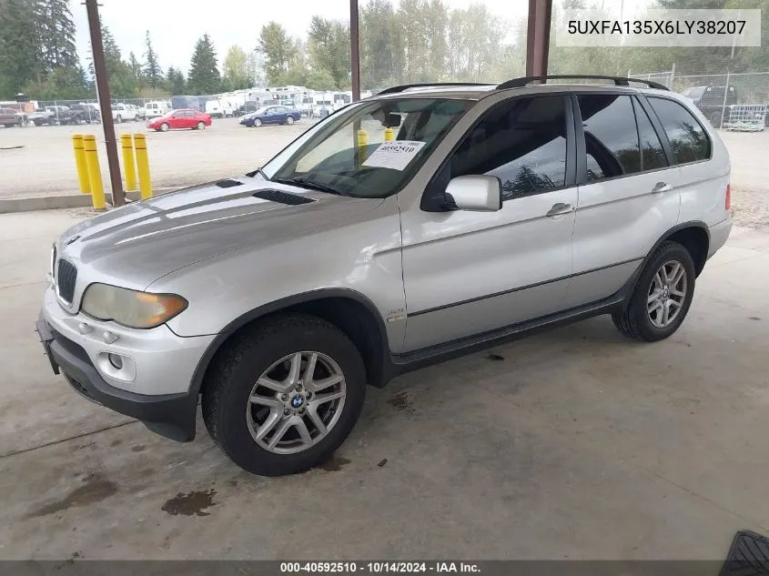 2006 BMW X5 3.0I VIN: 5UXFA135X6LY38207 Lot: 40592510