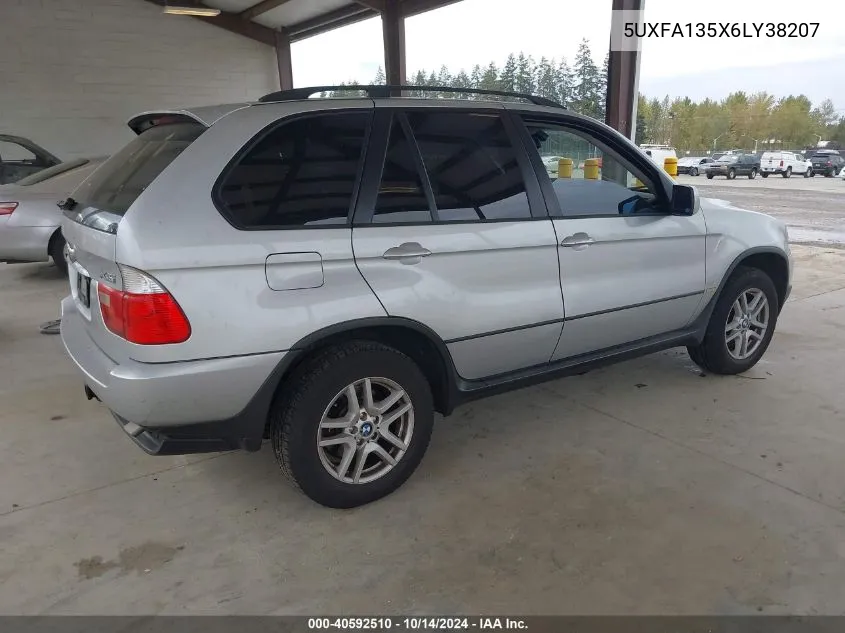 2006 BMW X5 3.0I VIN: 5UXFA135X6LY38207 Lot: 40592510