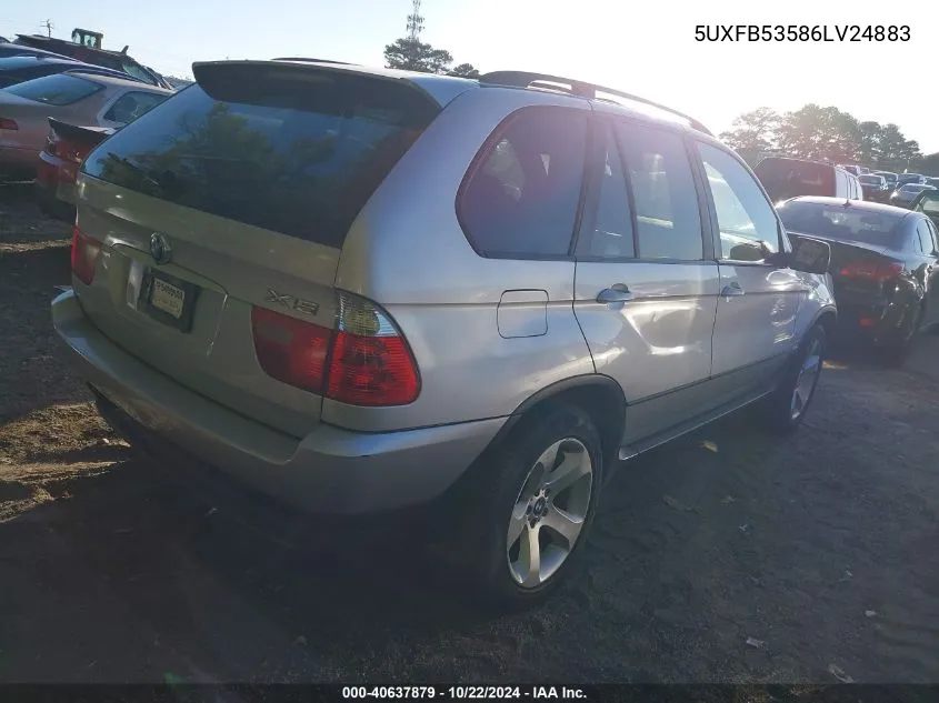 2006 BMW X5 4.4I VIN: 5UXFB53586LV24883 Lot: 40637879