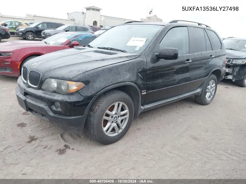 2006 BMW X5 3.0I VIN: 5UXFA13536LY27498 Lot: 40705406