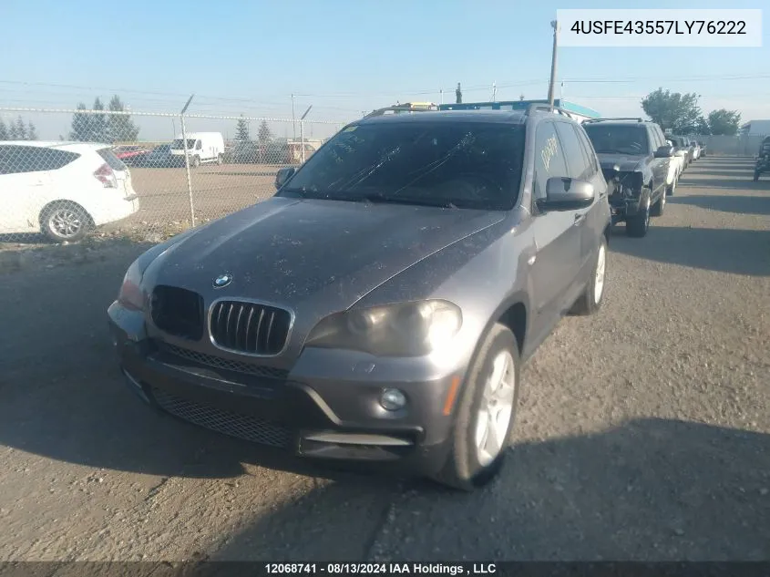 2007 BMW X5 3.0I VIN: 4USFE43557LY76222 Lot: 12068741