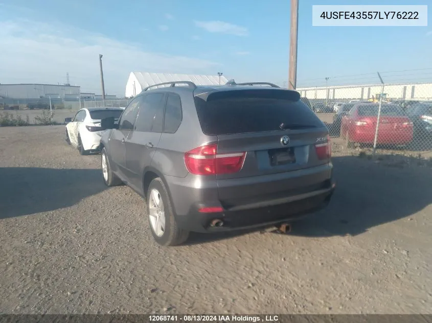 2007 BMW X5 3.0I VIN: 4USFE43557LY76222 Lot: 12068741