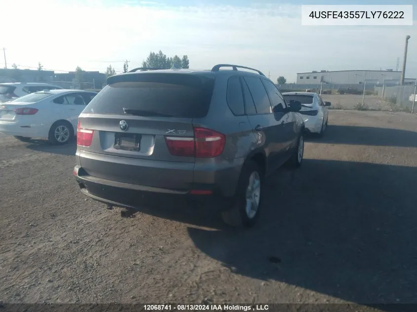 2007 BMW X5 3.0I VIN: 4USFE43557LY76222 Lot: 12068741