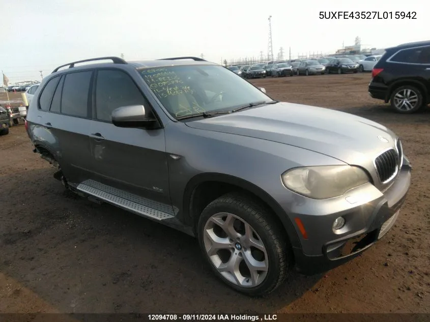 2007 BMW X5 VIN: 5UXFE43527L015942 Lot: 12094708