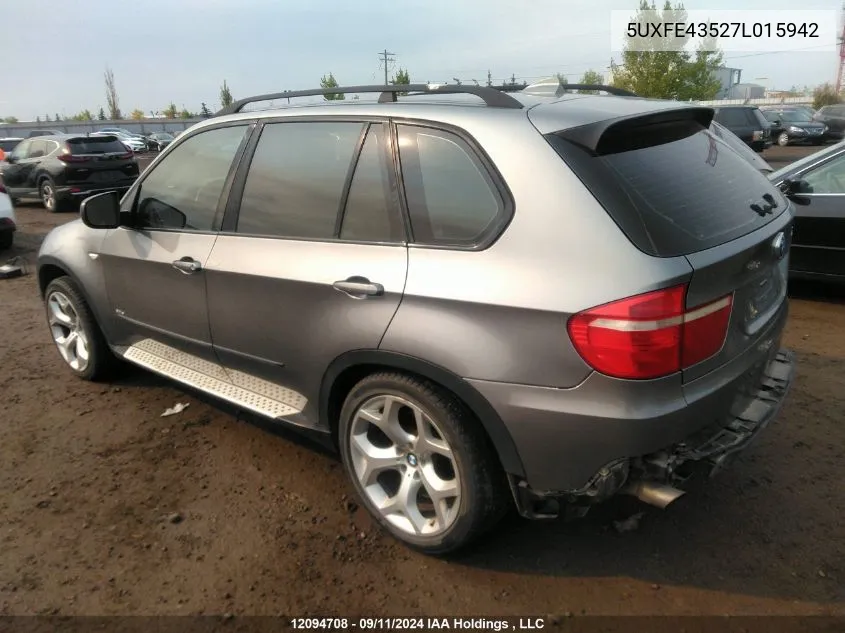 2007 BMW X5 VIN: 5UXFE43527L015942 Lot: 12094708