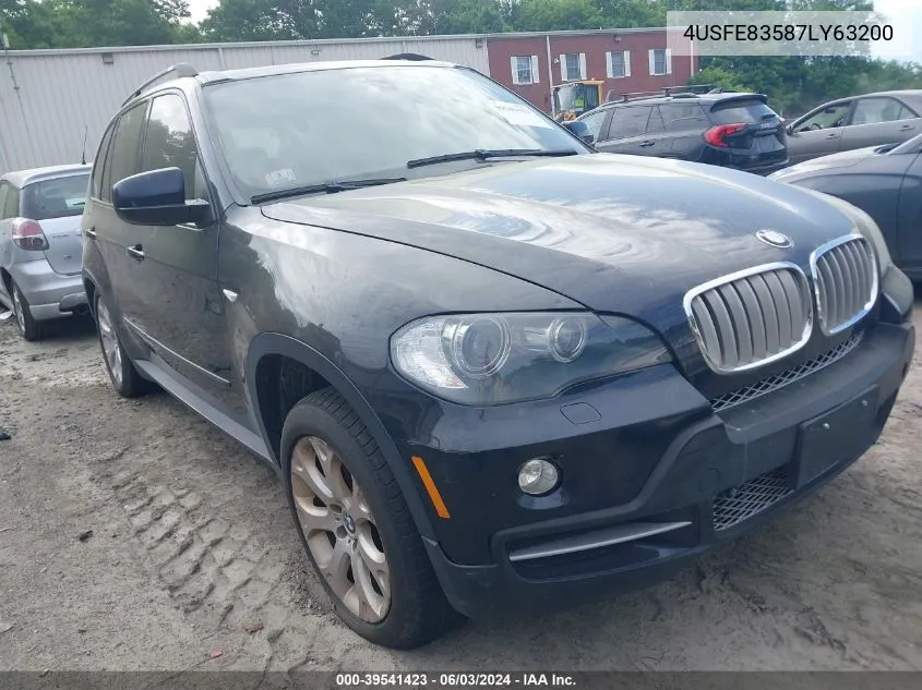 2007 BMW X5 4.8I VIN: 4USFE83587LY63200 Lot: 39541423