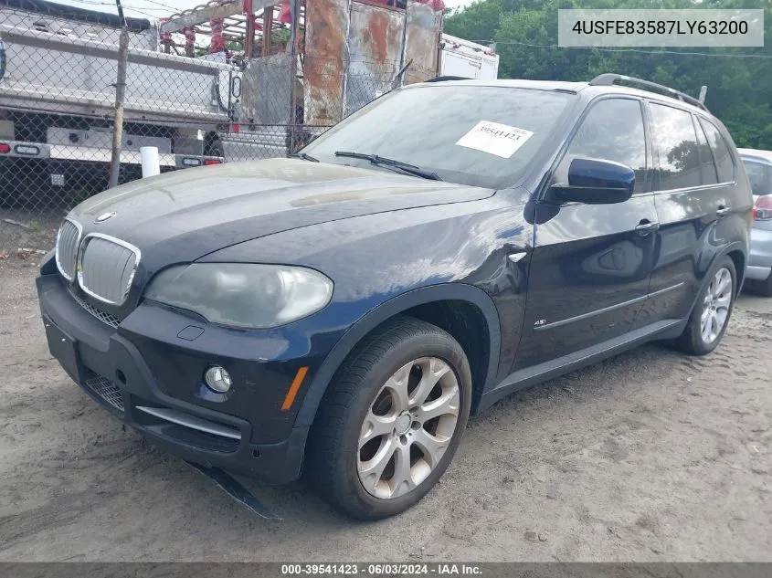 2007 BMW X5 4.8I VIN: 4USFE83587LY63200 Lot: 39541423