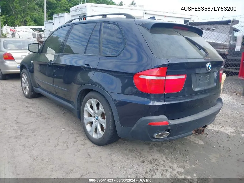 2007 BMW X5 4.8I VIN: 4USFE83587LY63200 Lot: 39541423