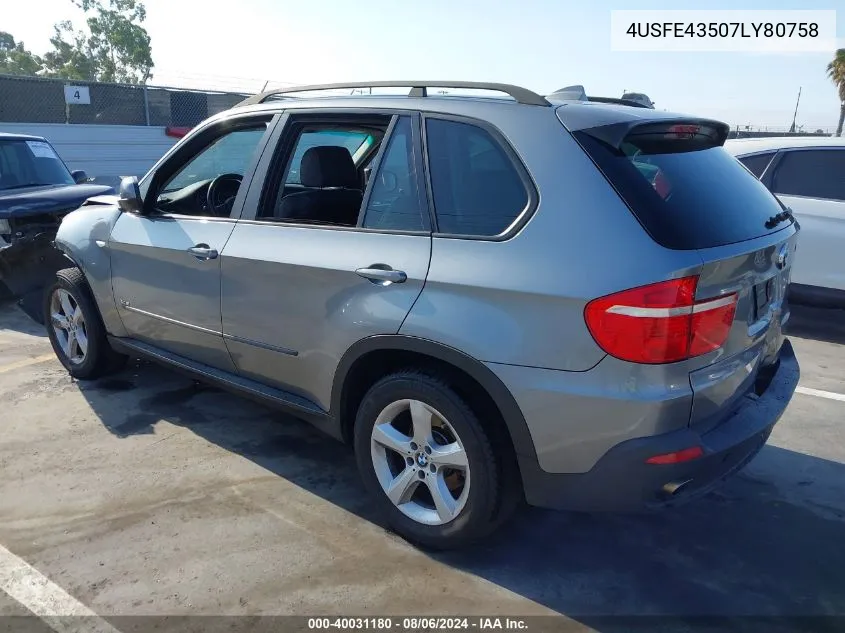 4USFE43507LY80758 2007 BMW X5 3.0Si